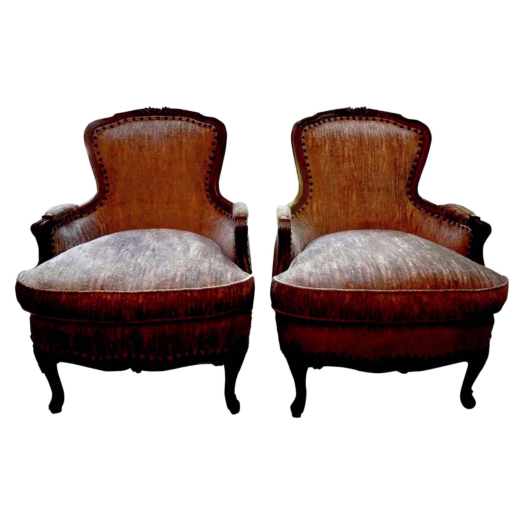 Pair of 19th Century Italian Louis XV Style Bergères