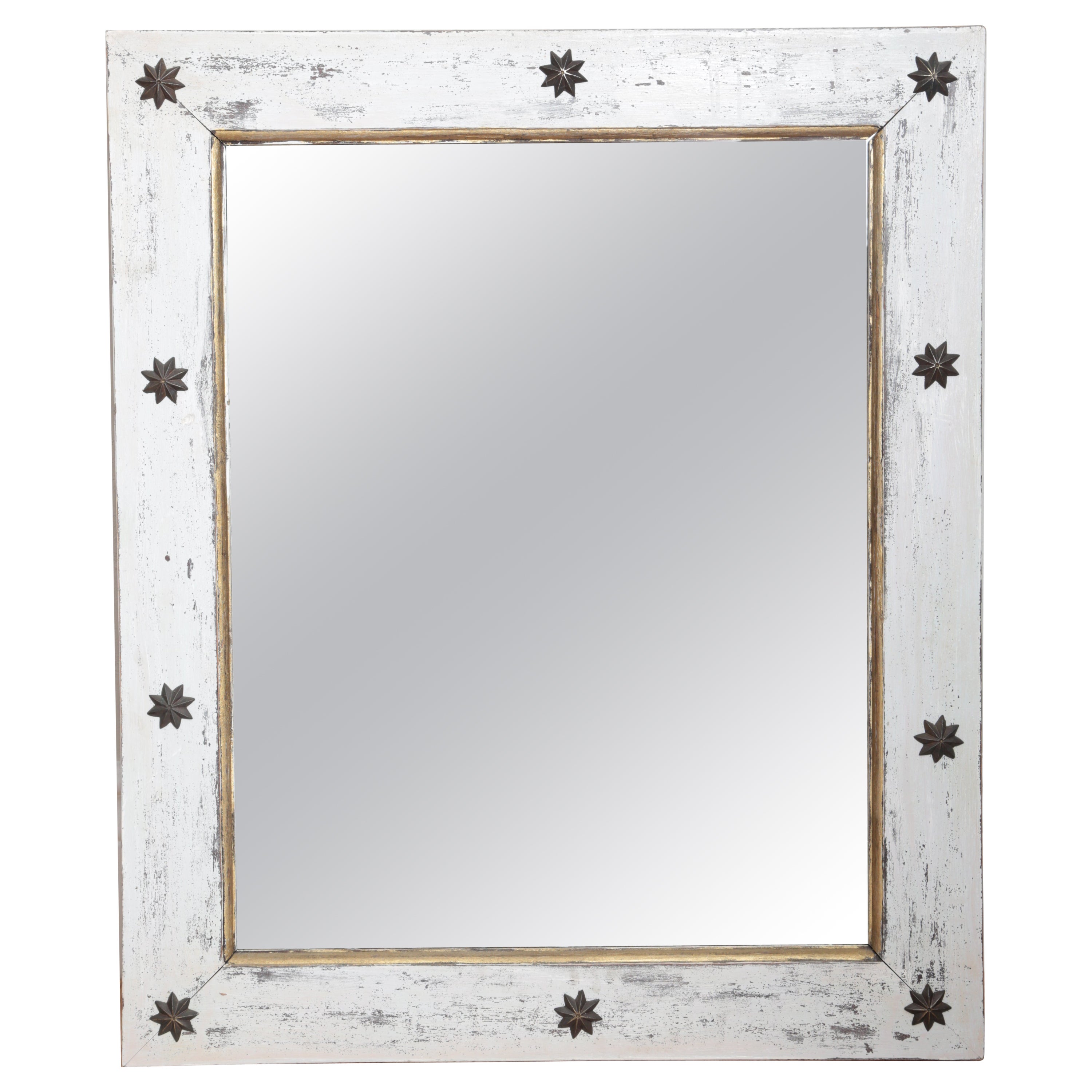 Primitive Style Colorful Folk Art Wood Mirror For Sale at 1stDibs