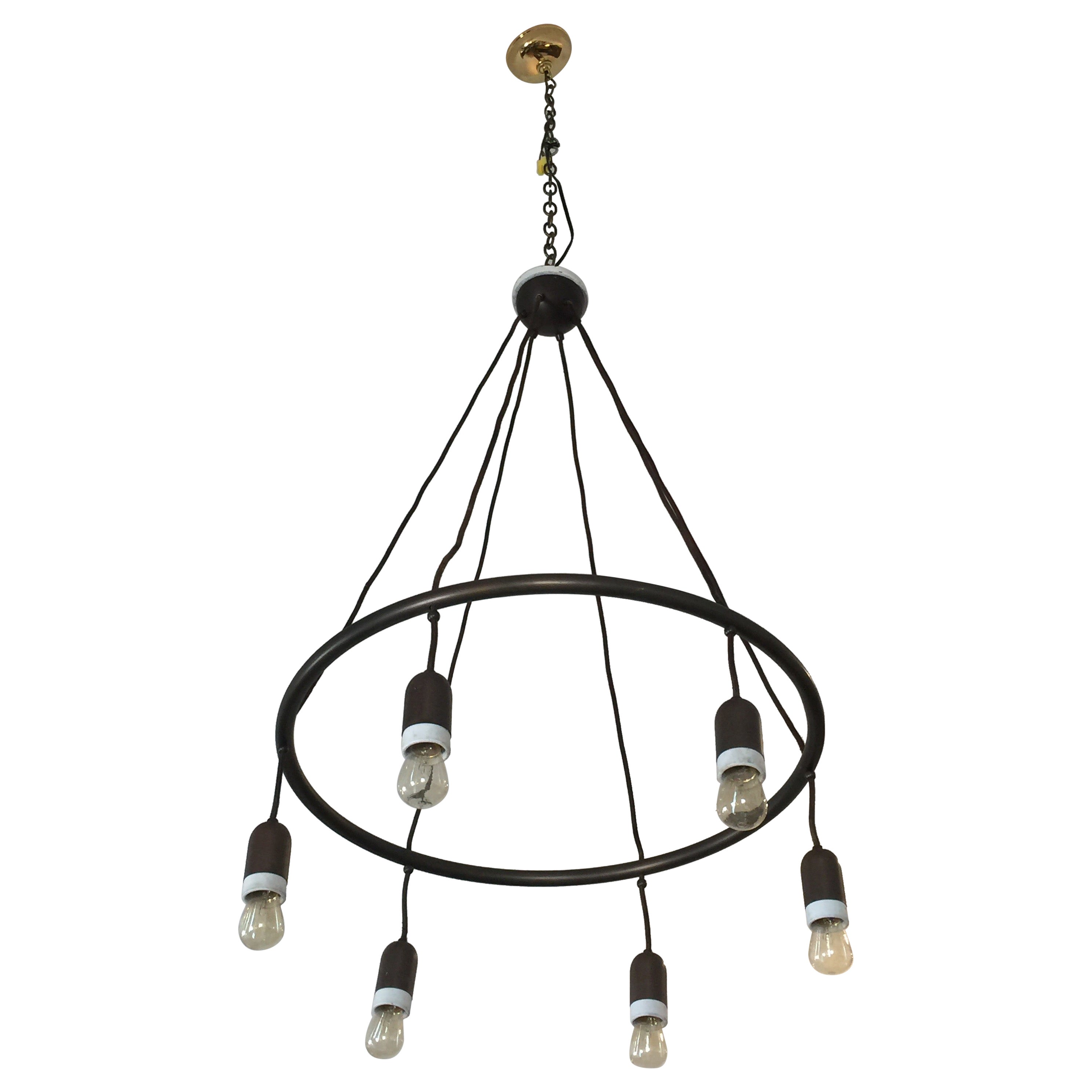 6 Light Adolf Loos Ring Hanging Chandelier For Sale