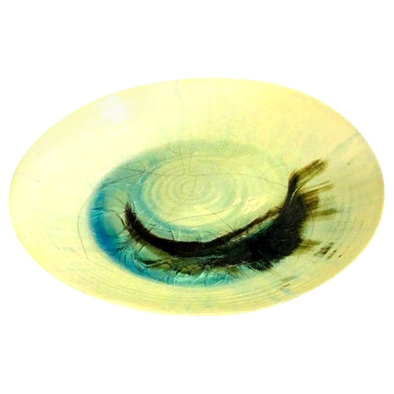 Beatrice Wood Signed Early Large Mid-Century Modern Low Bowl Plate Charger 1940s For Sale