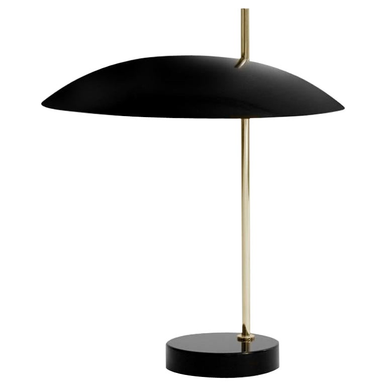 Lampe de bureau Pierre Disderot modèle n° 1013 en noir et laiton pour Disderot, France