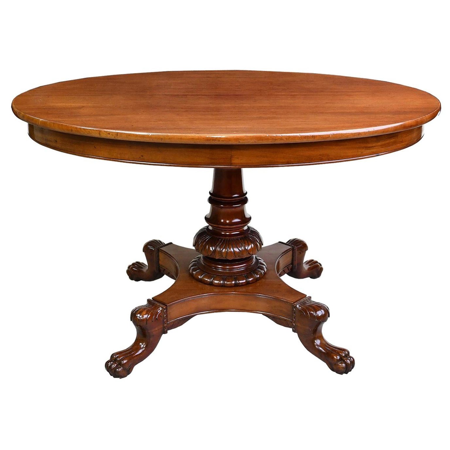 Christian VIII Empire Oval Pedestal Tea Table in Mahogany, Denmark, circa 1835 For Sale