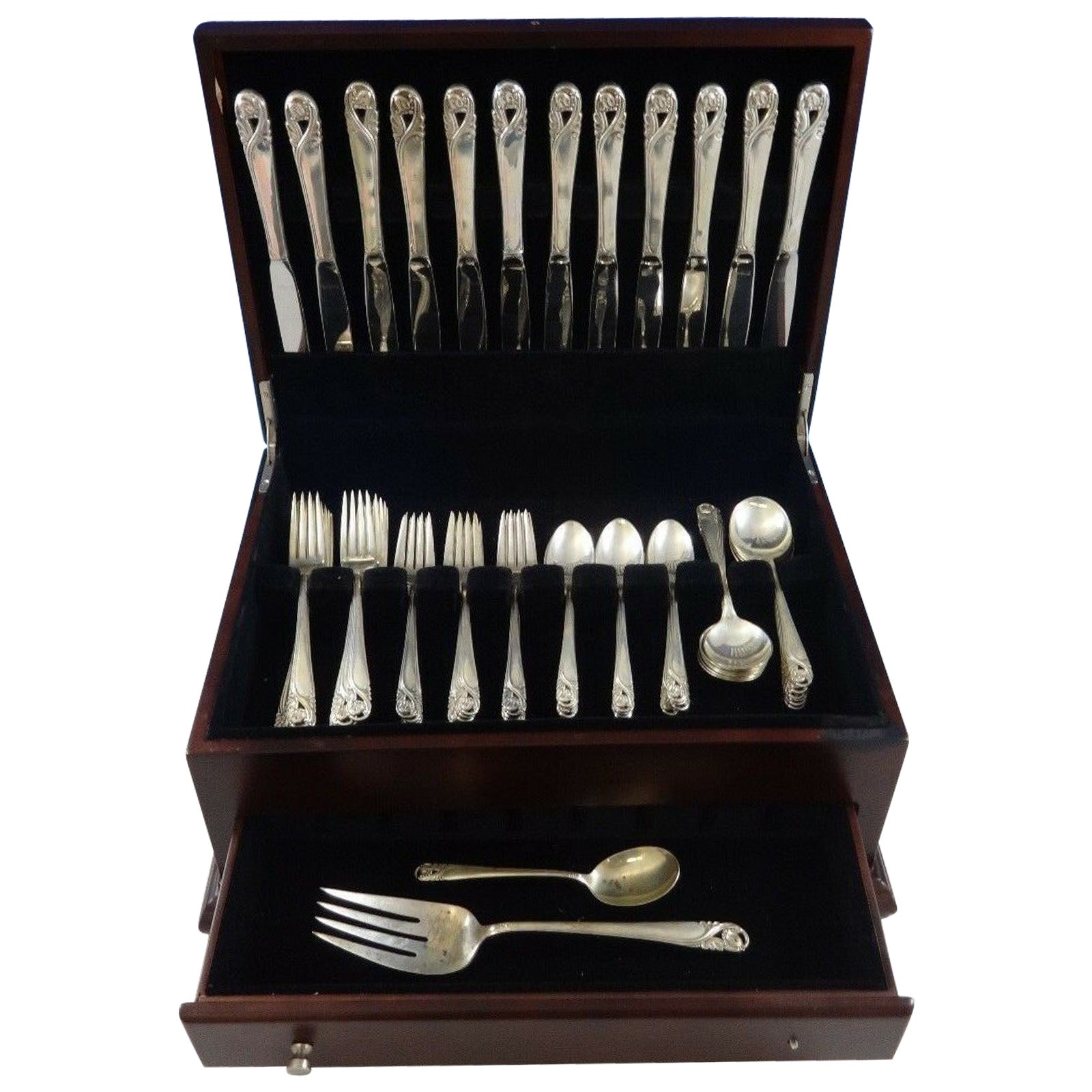 Crystal by International Sterling Silver Flatware Set 12 Service 62