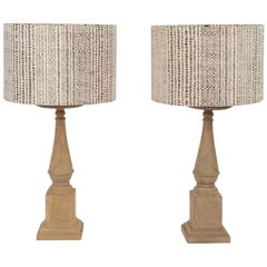 Two Custom Hand Carved Table Lamps