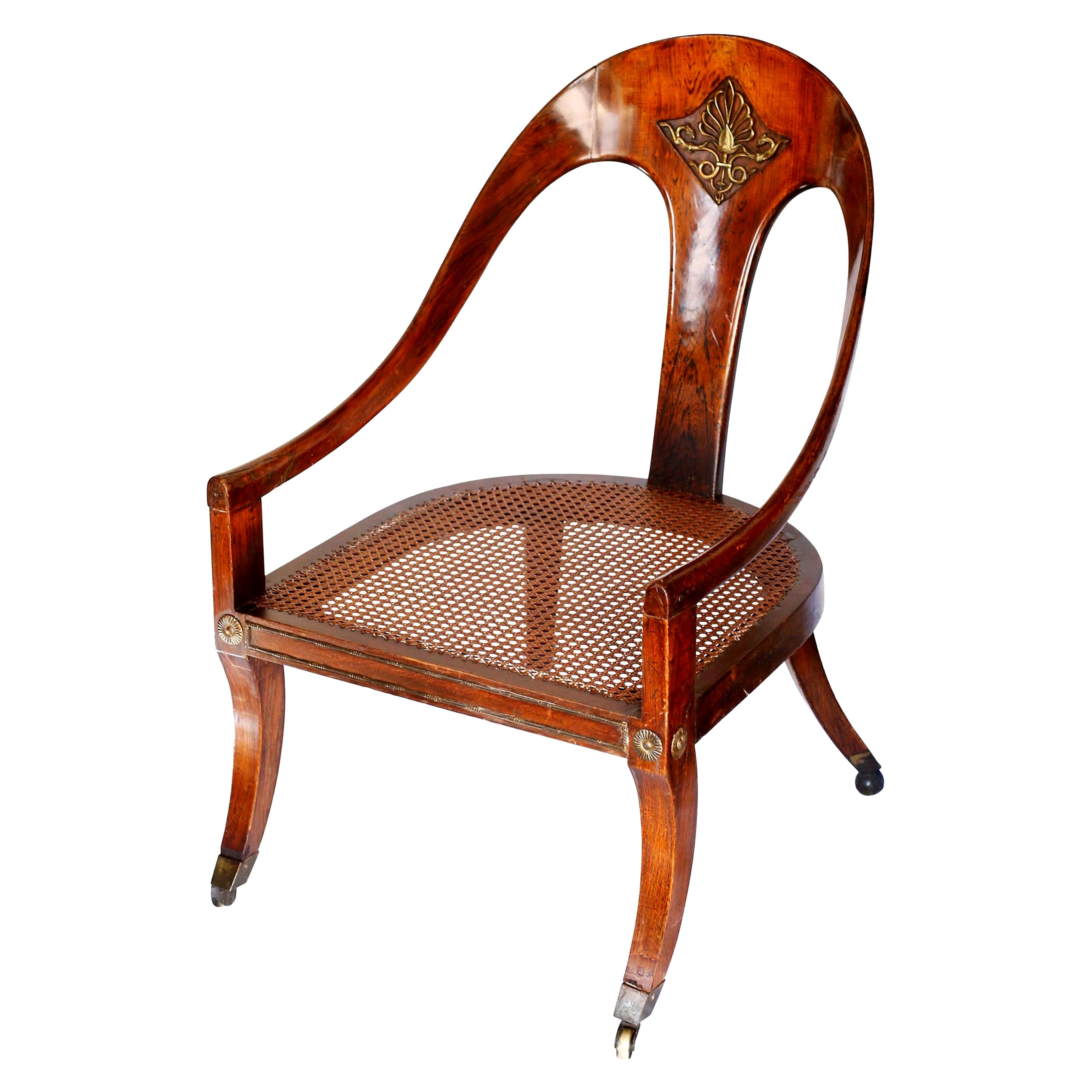 Early 19th Century Regency Faux Rosewood Roman Spoon Chair