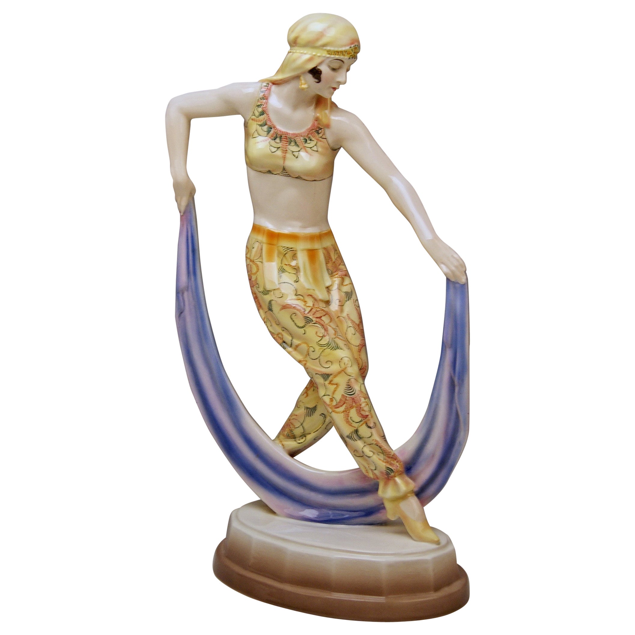 Goldscheider Vienna Art Deco Figurine Fan Lady by 