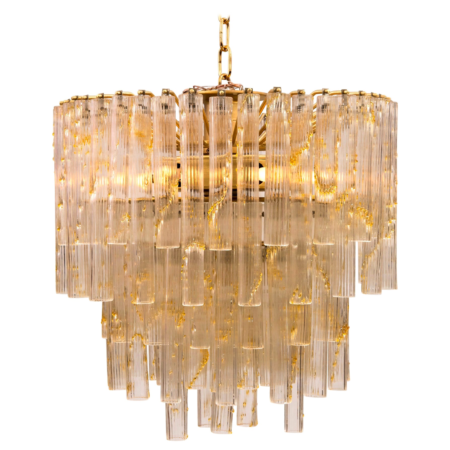 Vintage Clear Murano Glass Chandelier For Sale at 1stDibs