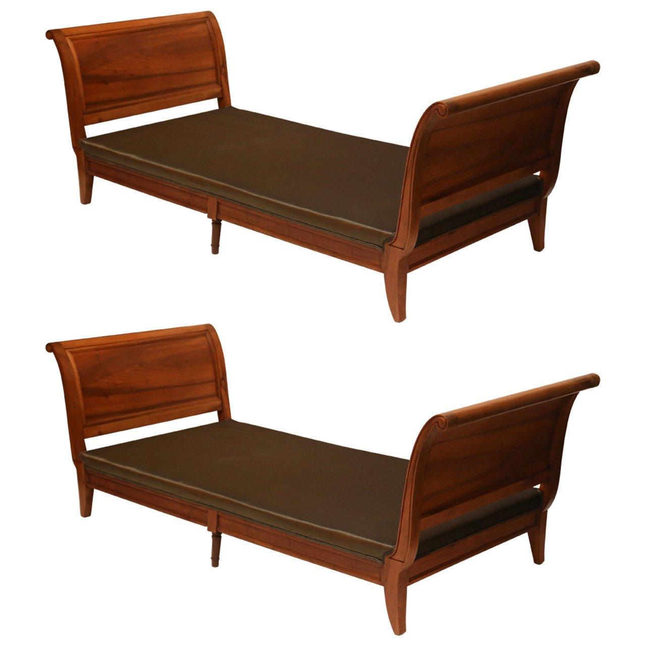 Pair of French Walnut Directoire Daybeds For Sale