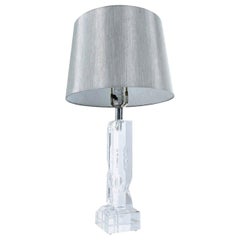 Vintage Lucite Acrylic Boudoir Table Lamp with Chipped Ice Sculpted Effect