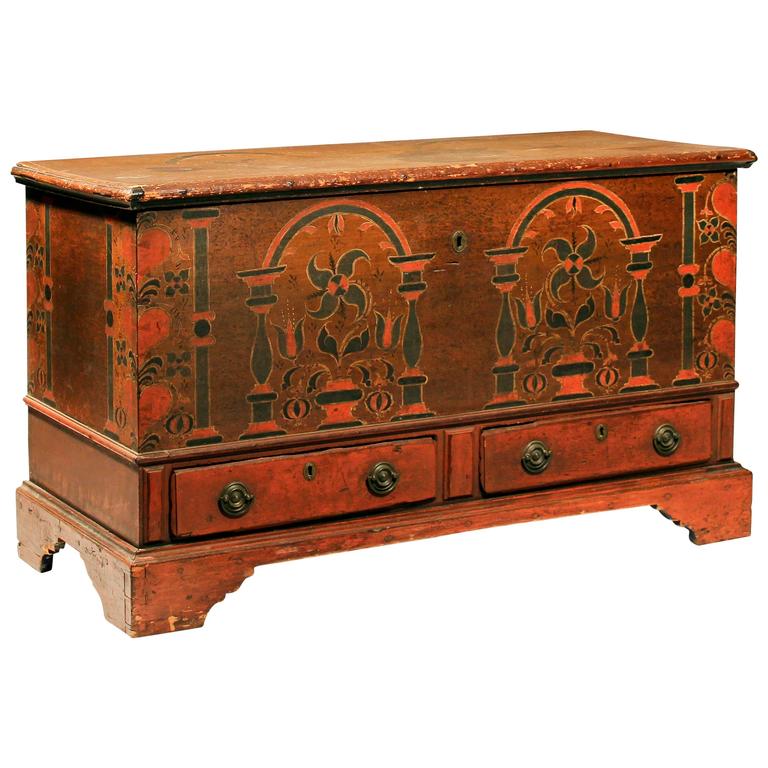 Painted blanket chest, 1780–90, offered by HL Chalfant