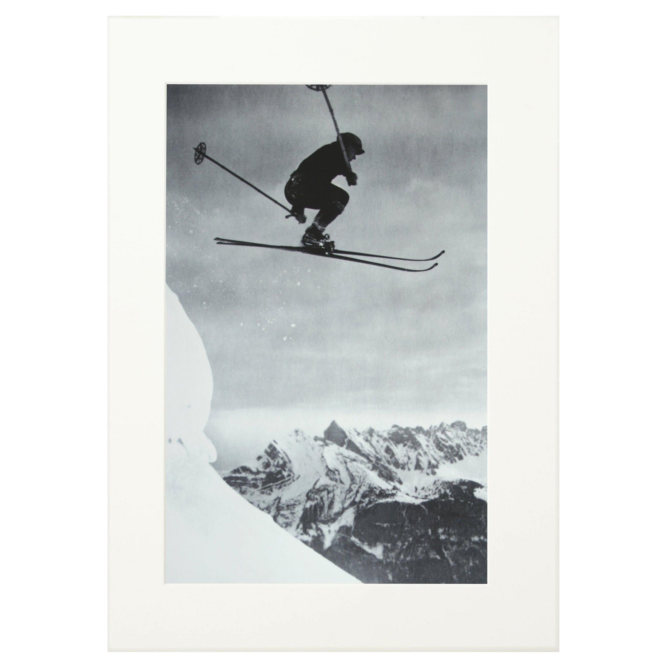 Photographie de ski alpin ancienne vintage, Der Sprung
