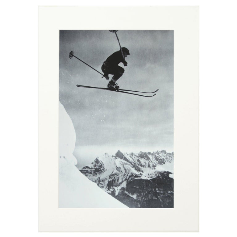 Vintage, Antique Alpine Ski Photograph, Der Sprung For Sale