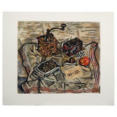 Gravure et aquatinte d'après Joan Miro, 1954, Le Moulin a Cafe (moulin à café)