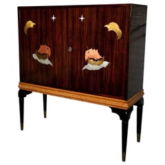 1940s Macassar Ebony and Burl Wood Bar Cabinet by Osvaldo Borsani