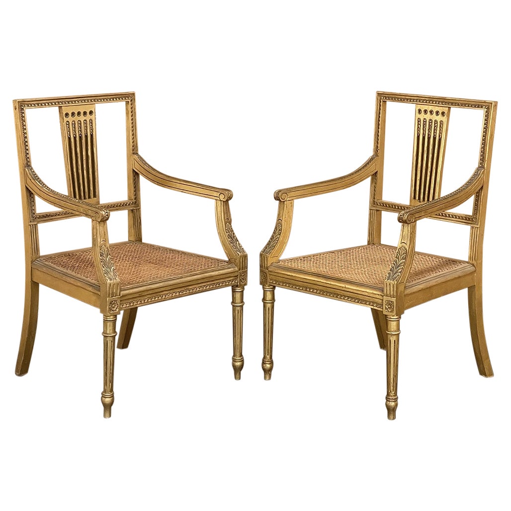 Pair of 19th Century Swedish Neoclassical Giltwood Armchairs