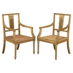 Pair of 19th Century Swedish Neoclassical Giltwood Armchairs