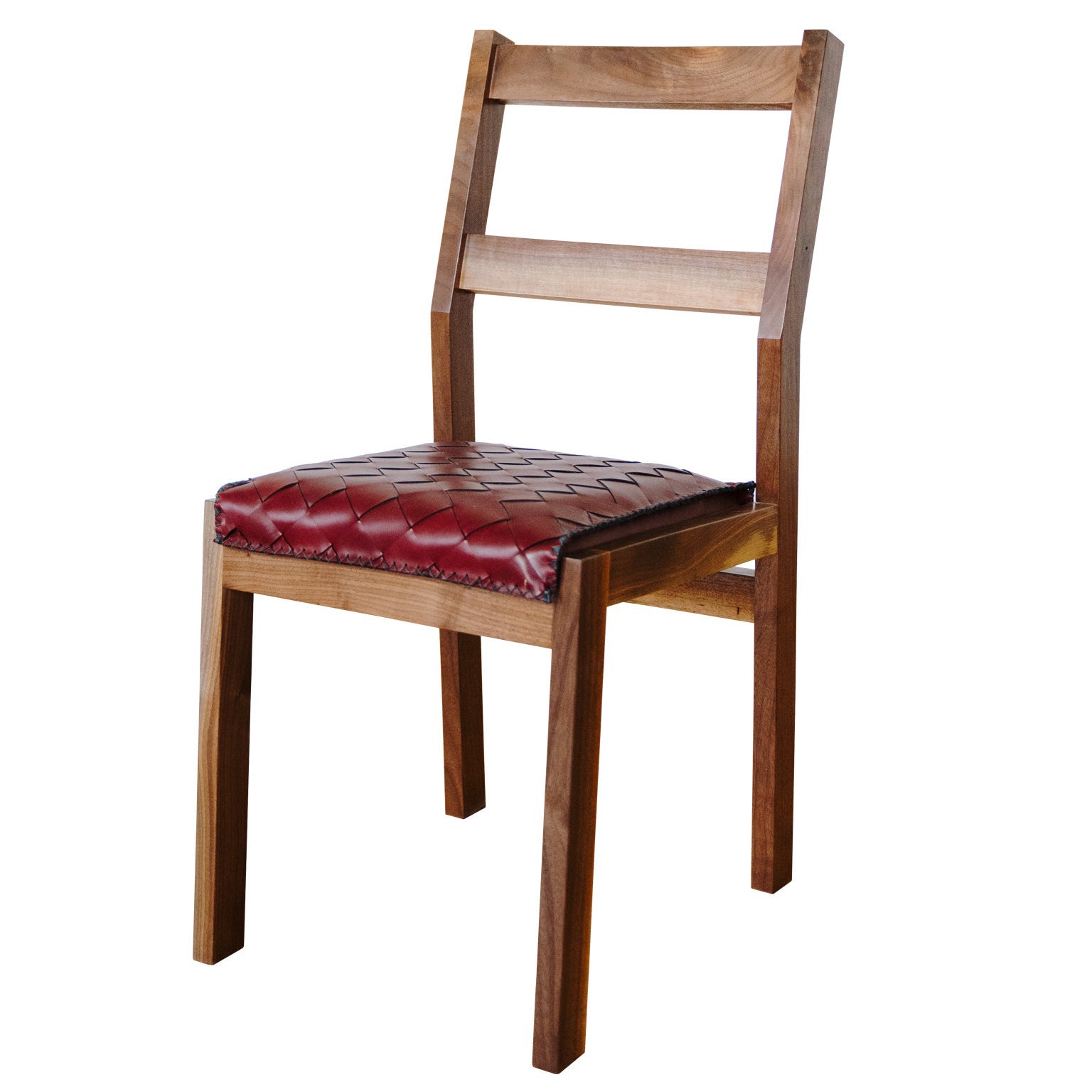 Sluyters Dining Chair With Braided Ox Blood Leather Seat With Walnut Frame