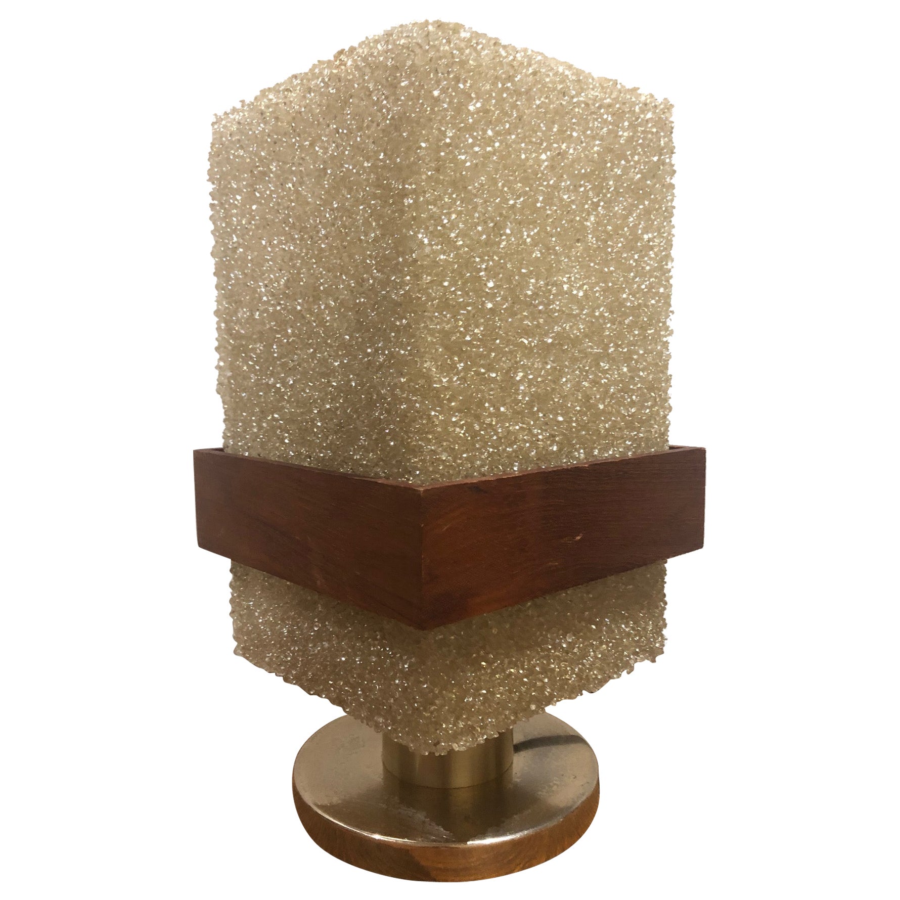 Pair Of Orange EllipseShaped Resin Table Lamps On Thick Lucite Base