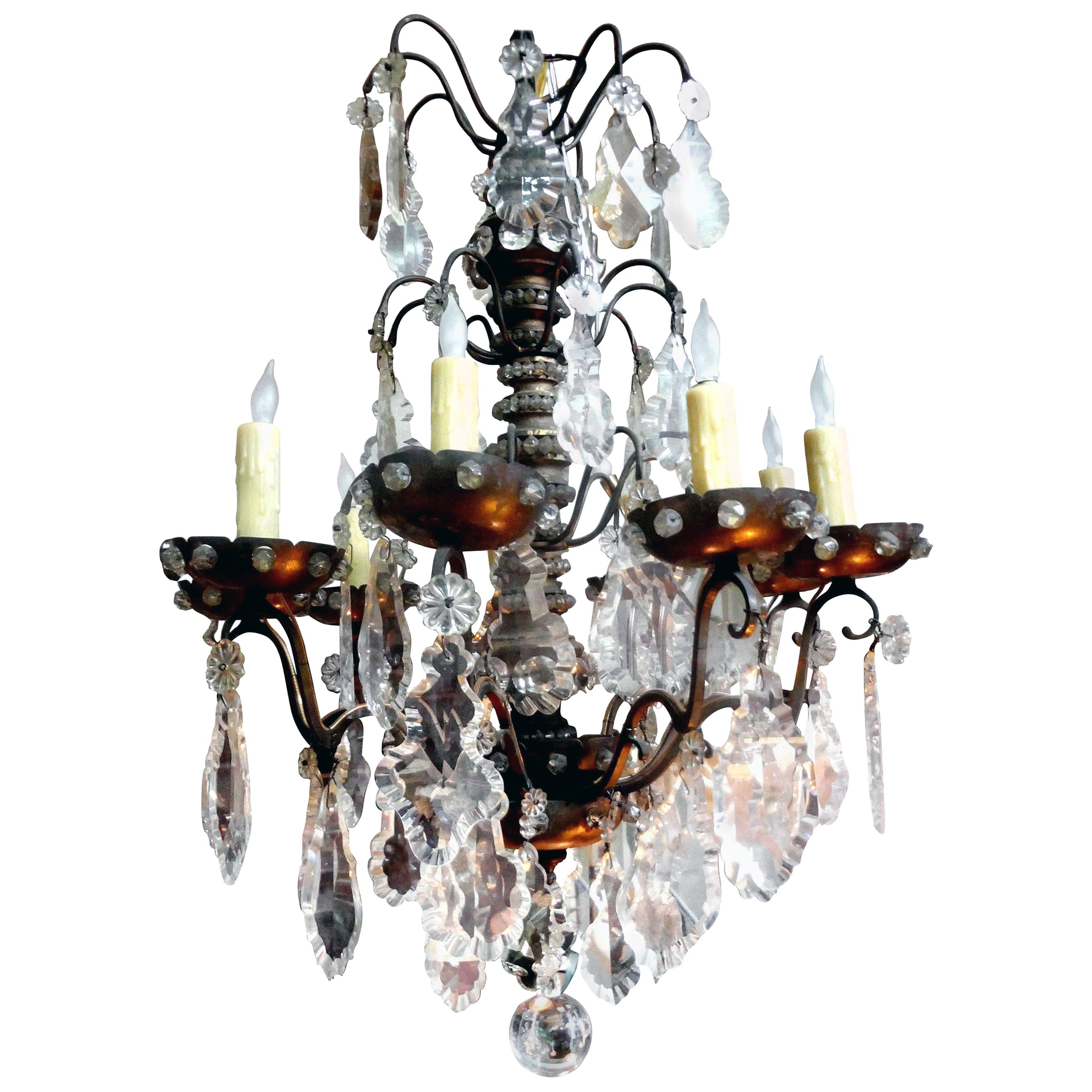 Antique French Maison Baguès Attributed Beaded and Crystal Chandelier