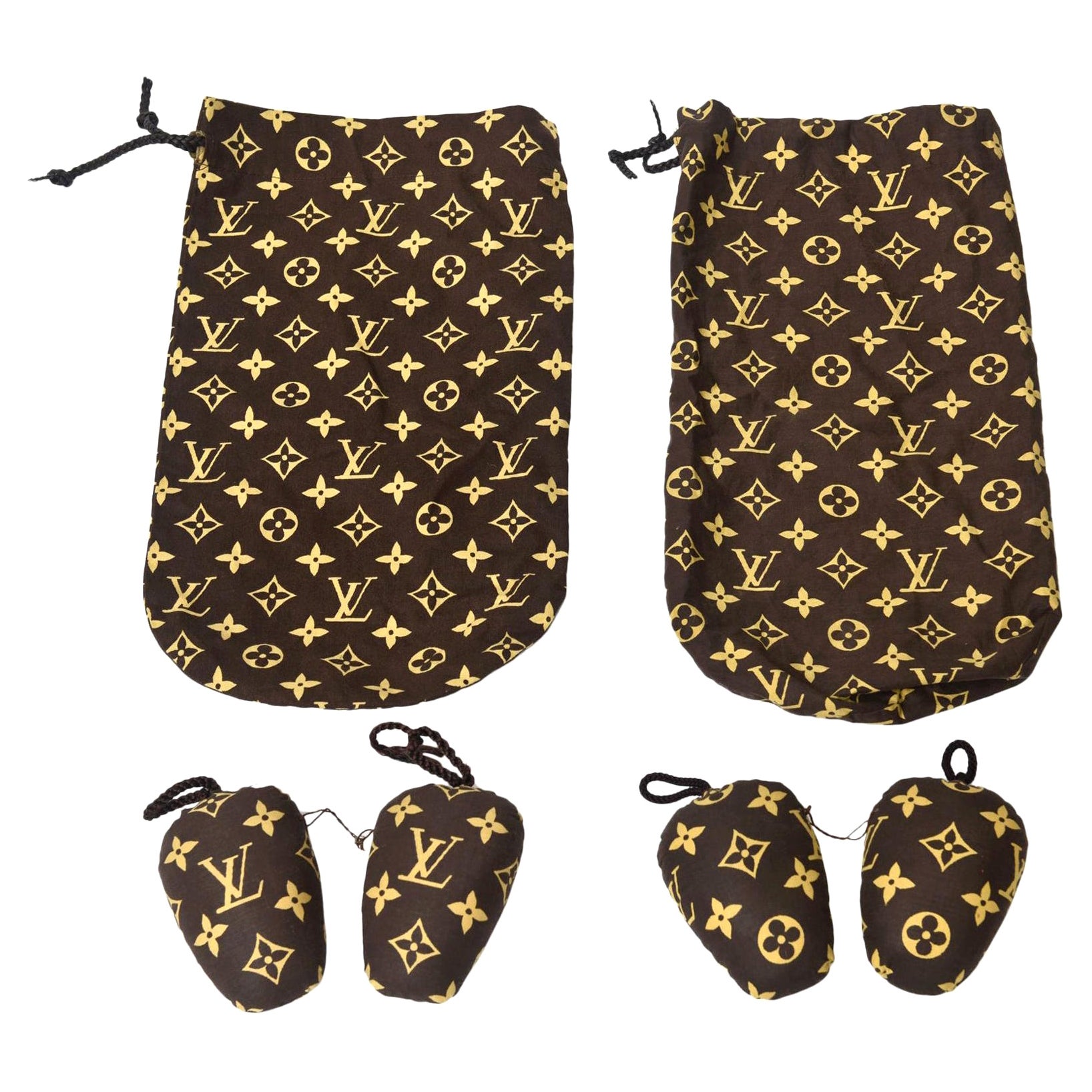 Set von 2 Louis Vuitton Monogramed Traveling Schuhtaschen Schuhbeutel Vintage im Angebot