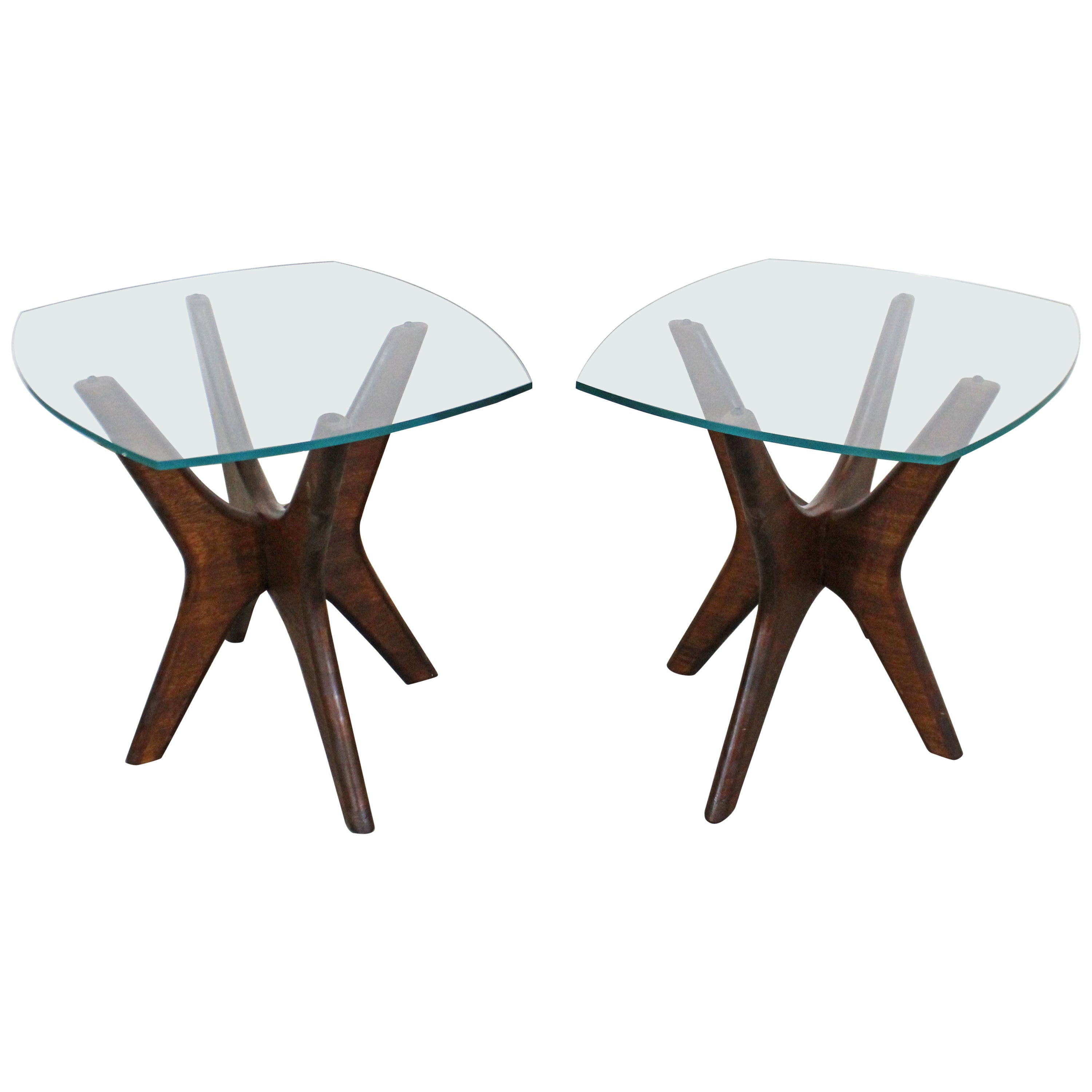 Adrian Pearsall MidCentury Modern Side End Glass Top Table For Sale at