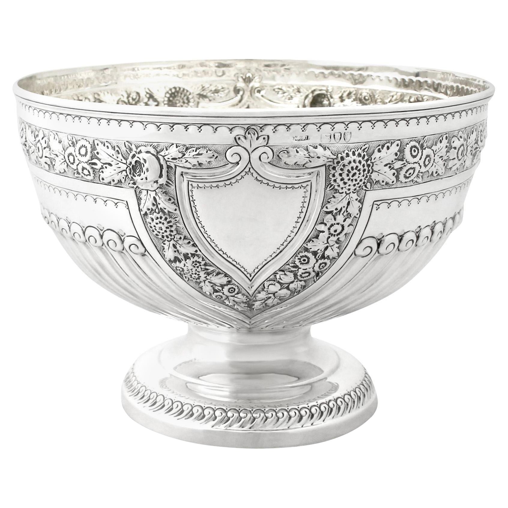 Antique Victorian Sterling Silver Presentation Bowl by Josiah Williams & Co For Sale