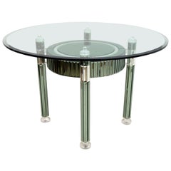 Zelino Poccioni Italian Modern Round Dining Table Mirrored Crystal for Mp2