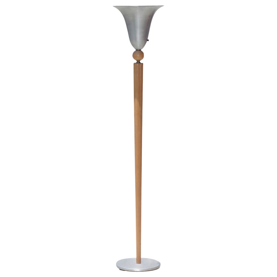 Bamboo and Brass Russel Wright Floor Lamp For Sale at 1stDibs