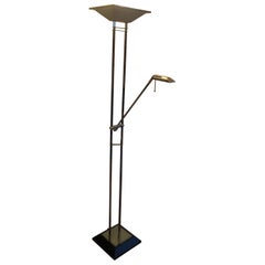 Gun Metal and Brass Floor Lamp, French Work, Circa 1970