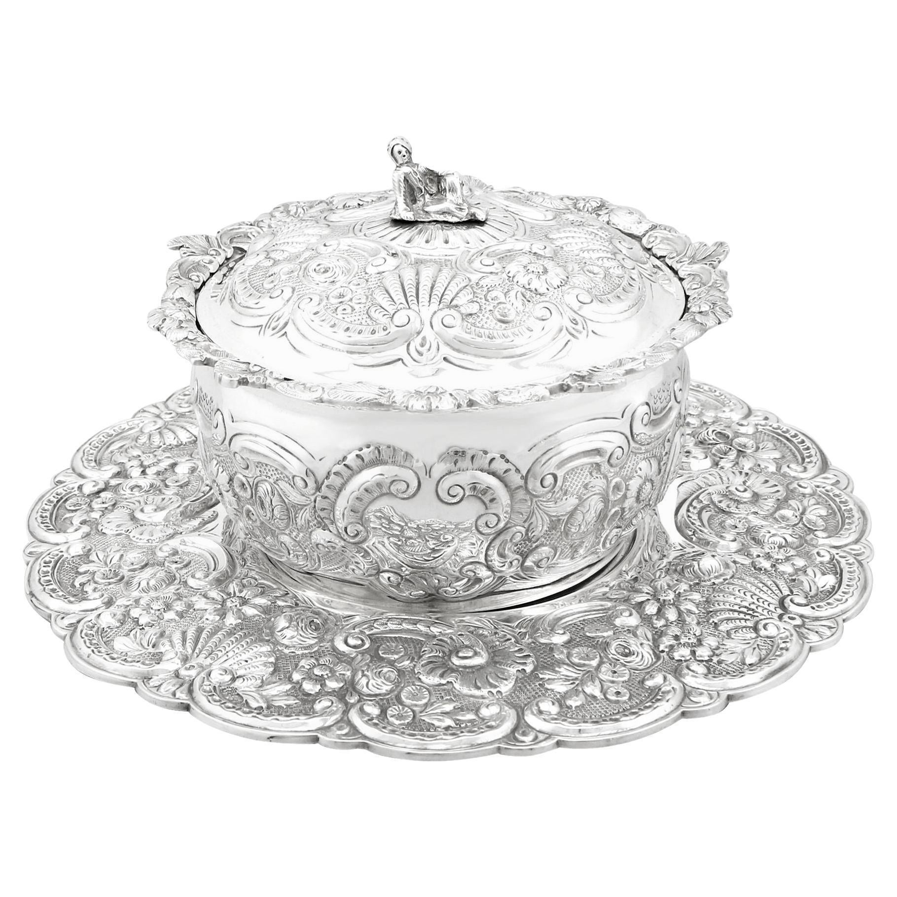 Antique Sterling Silver Covered Serving Dish For Sale