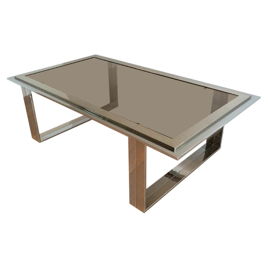 Attributed to Willy Rizzo, Chrome and Brass Design Coffee Table, Circa 1970