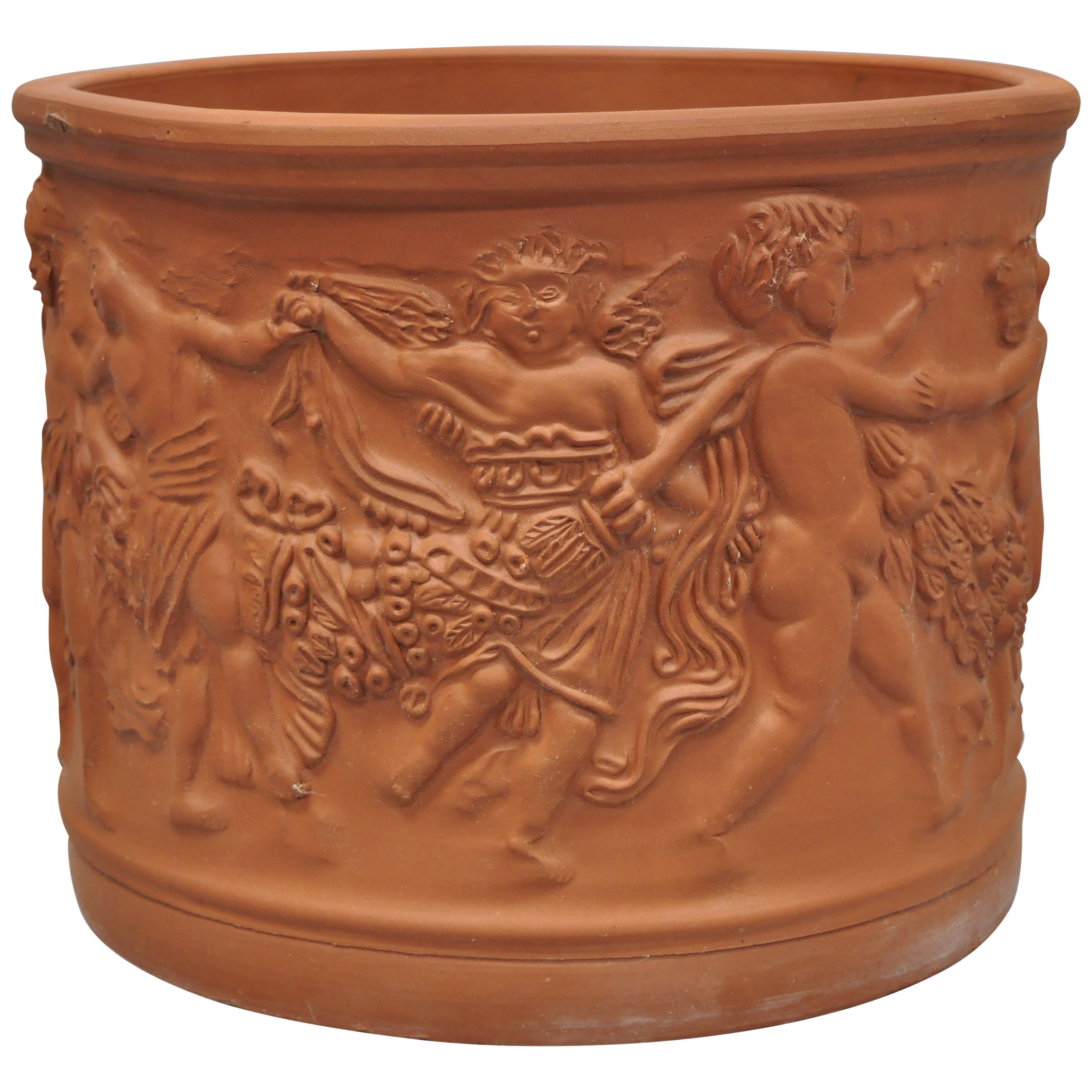 Antique Italian Terracotta Planter with Winged Cherubs and Garlands at 1stDibs