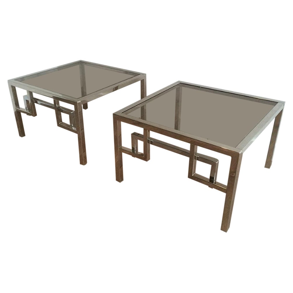 Pair of Design Chrome Side Tables, circa 1970 For Sale