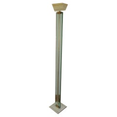 Glass, Brass and Lacquered Metal Floor Lamp, Circa 1970