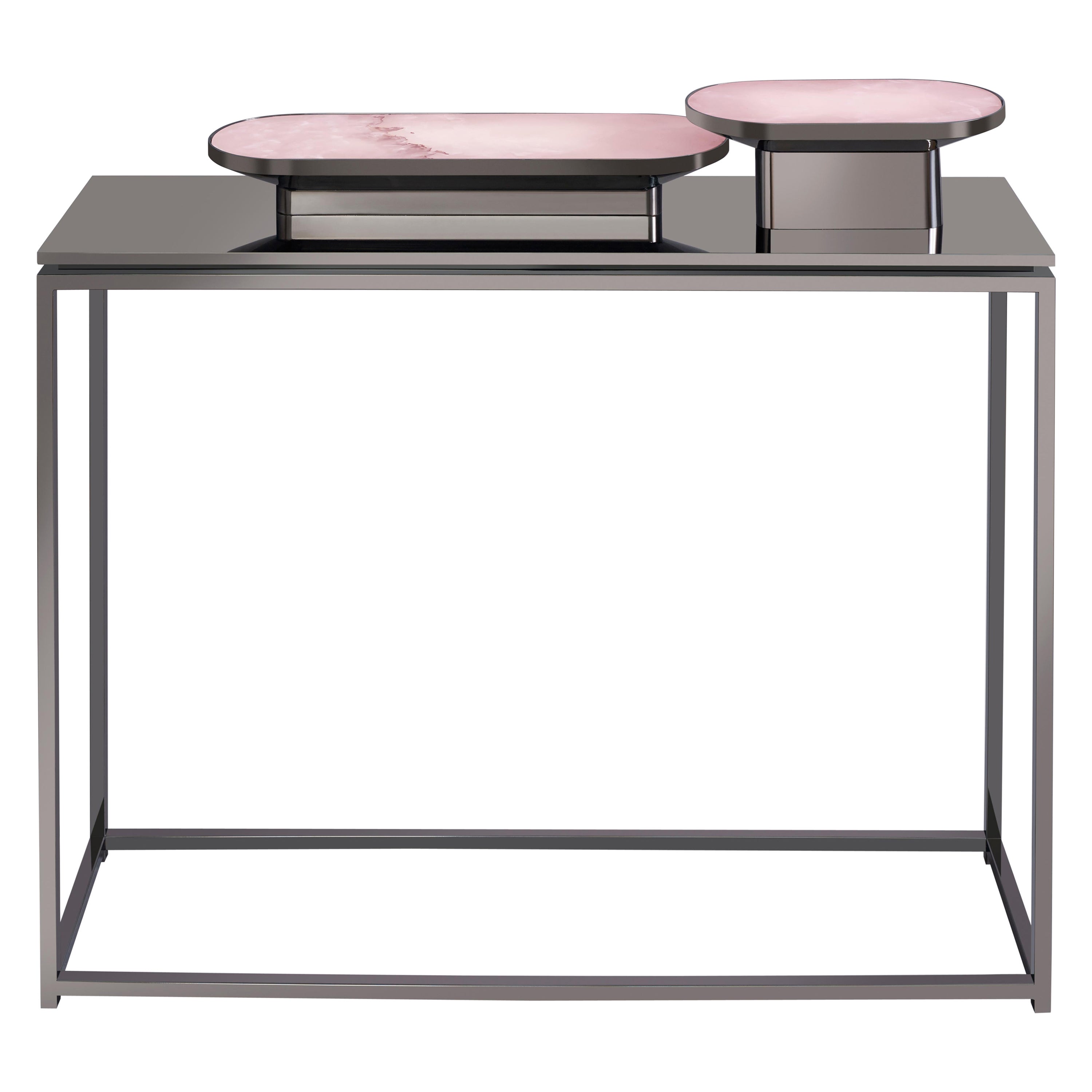 Jinshi Pink Jade Console Edit #4 For Sale