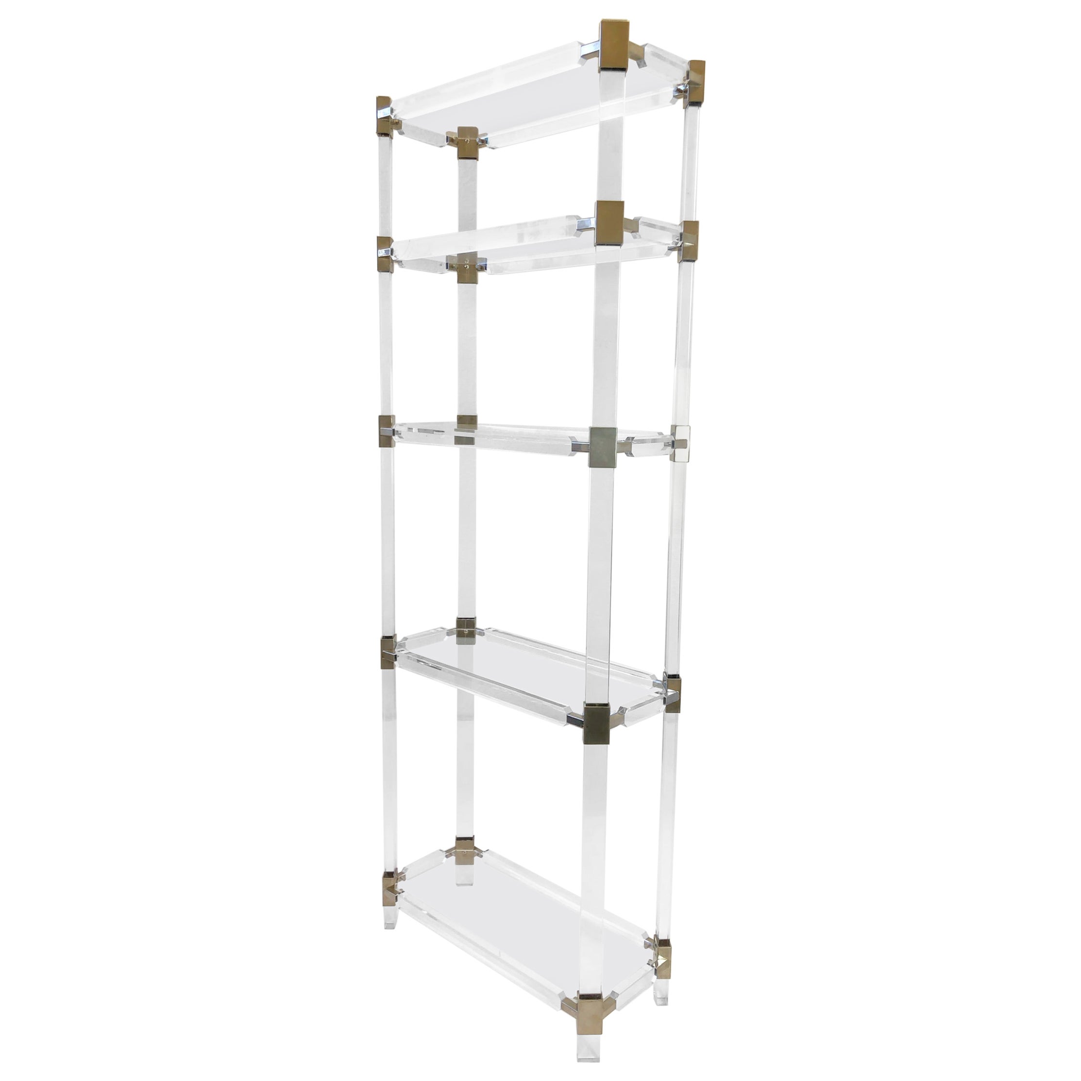 Eglomise Glass and Polished Nickel Étagère at 1stDibs