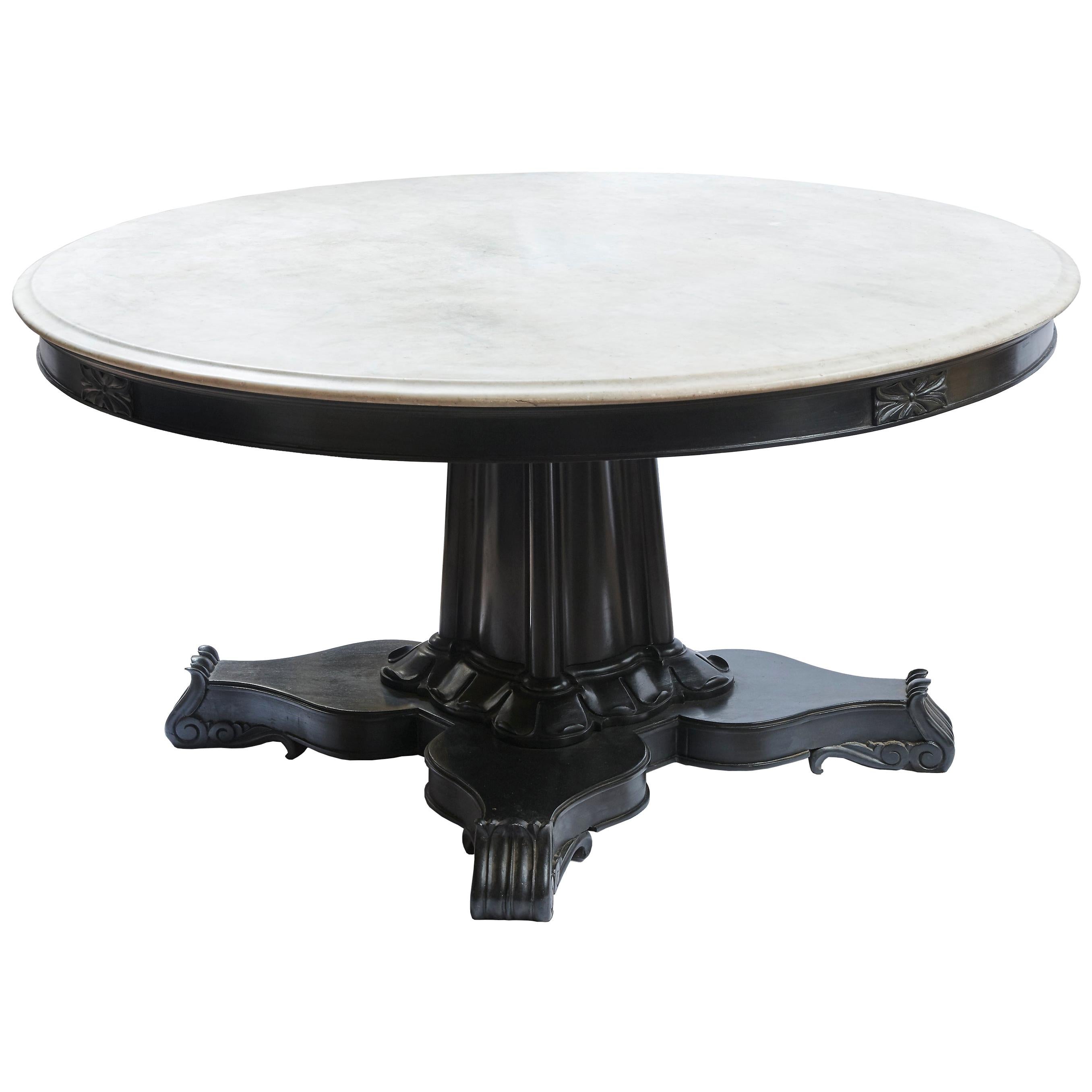 Large Anglo-Indian Ebonized Centre Table, Early 20th Century For Sale