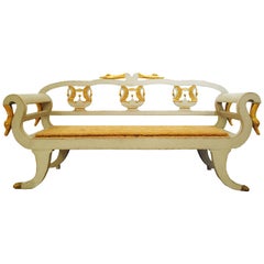 Early 19th Century Rare Russian Bench with Gilded Carvings