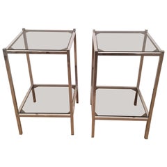 Vintage Pair of Chrome Side Tables, circa 1970