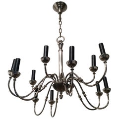 Vintage Silver Plated 12-Light Neoclassical Chandelier, circa 1940