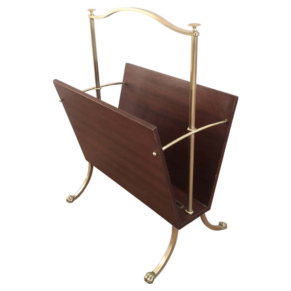 Maison Jansen, Exceptional Neoclassical Brass Magazine Rack, French ...