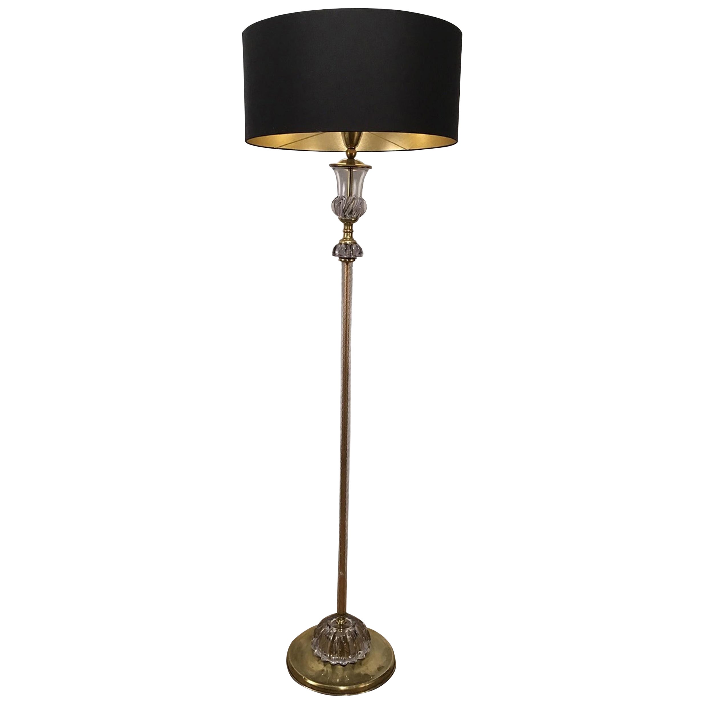 Attributed to Barovier & Toso, Murano Glass Floor Lamp, circa 1940 For Sale