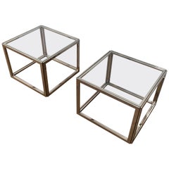 Vintage Pair of Chrome Side Tables, circa 1970