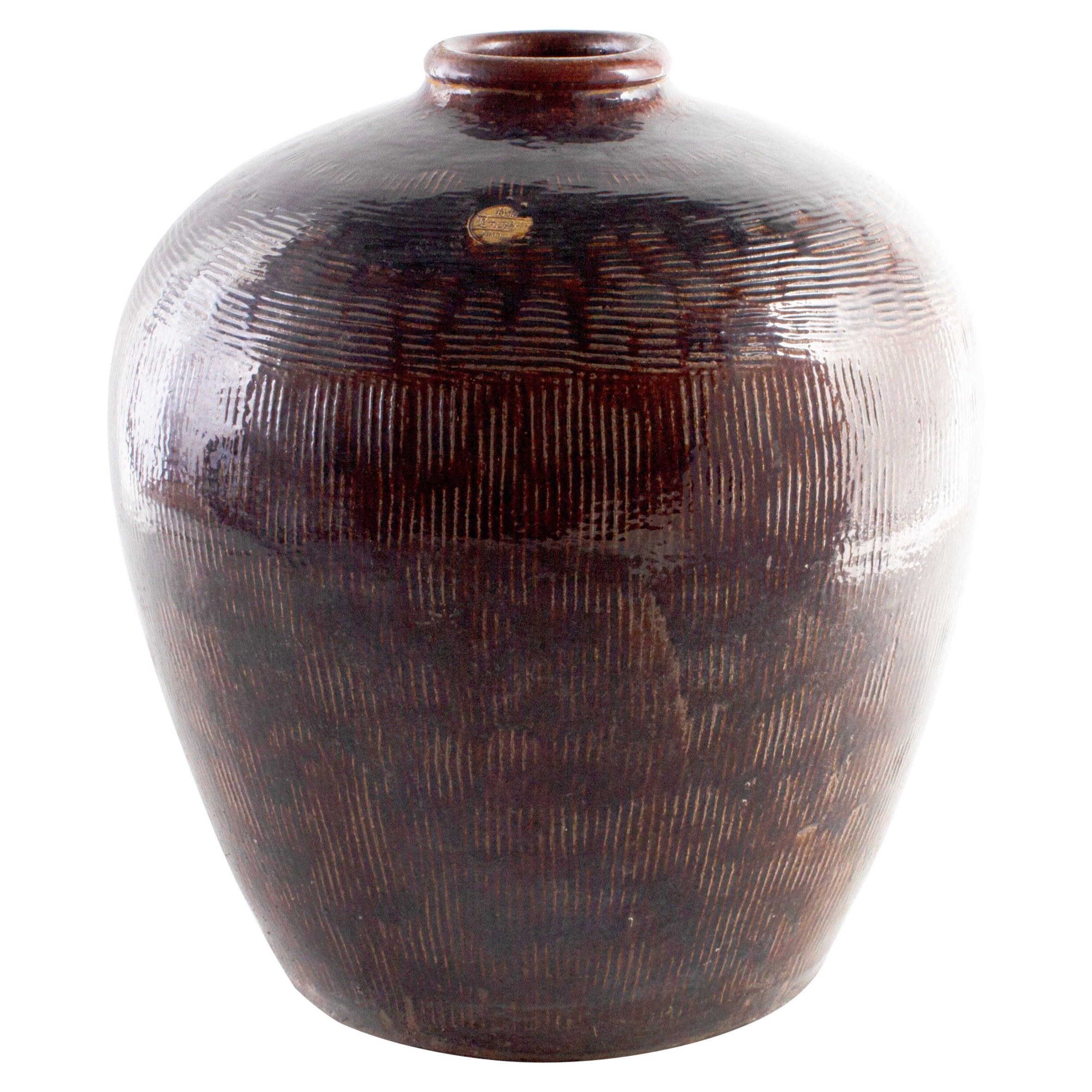 1940s Black Glazed Terracotta Jar For Sale at 1stDibs