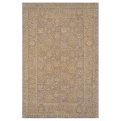 Alfombra floral de calidad contemporánea tejida a mano en lana inspirada en Agra