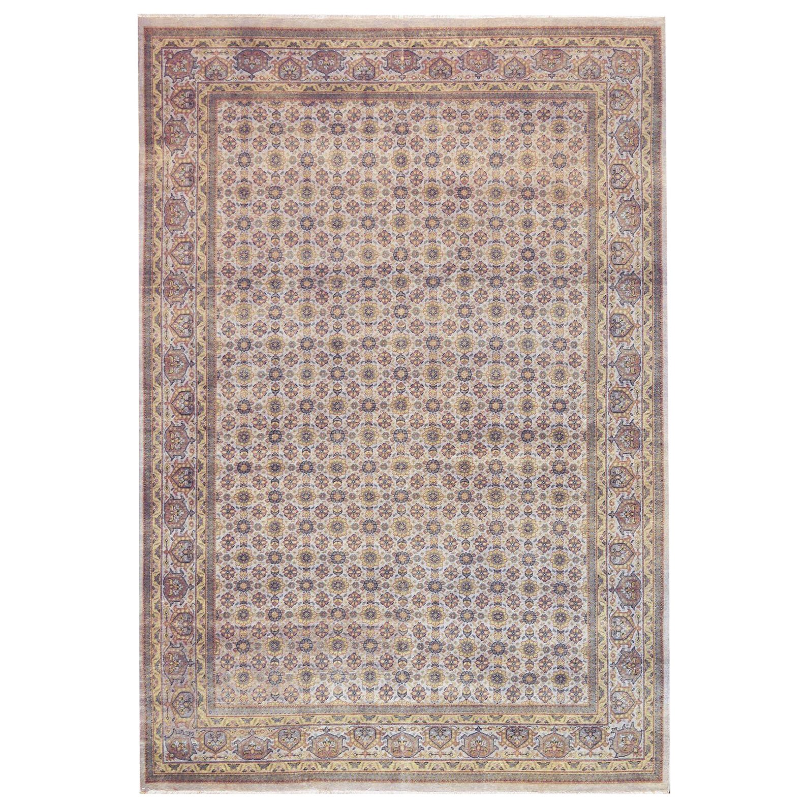 Contemporary Hand-woven Wool Tabriz-Inspired Rug
