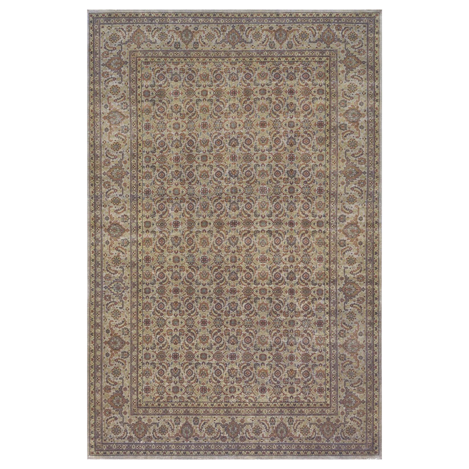Contemporary Wool Hand-Woven Tabriz-Inspired Rug