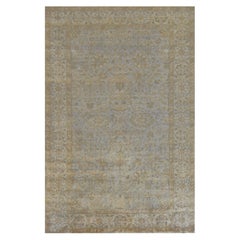 Contemporary Light-Blue Wool Hand-Woven Oushak-Inspired Rug