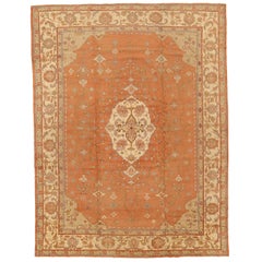 Tapis turc ancien d'Oushak de couleur pastel