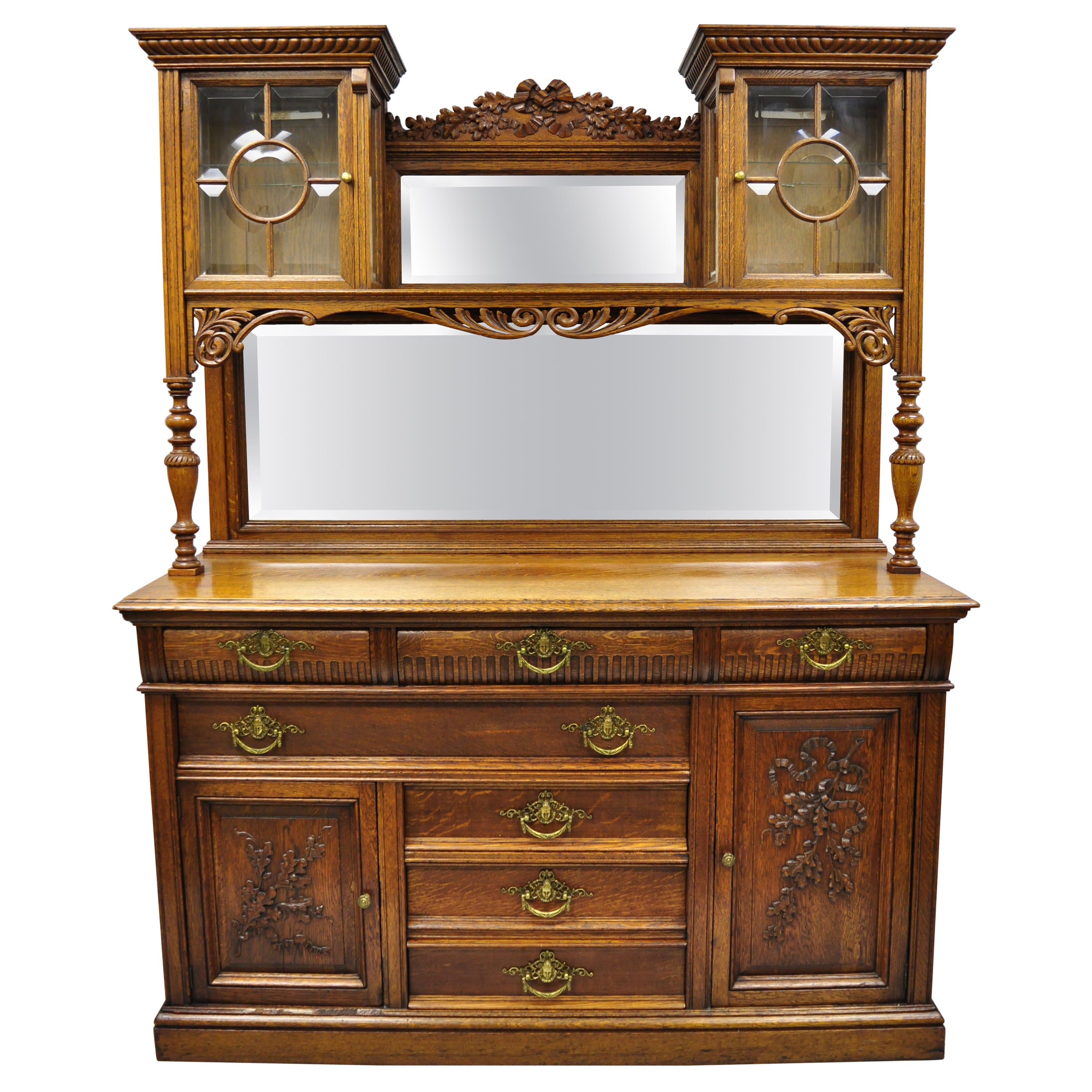 Shaker Style Primitive Sideboard and Hutch Rustic Black Cupboard Buffet